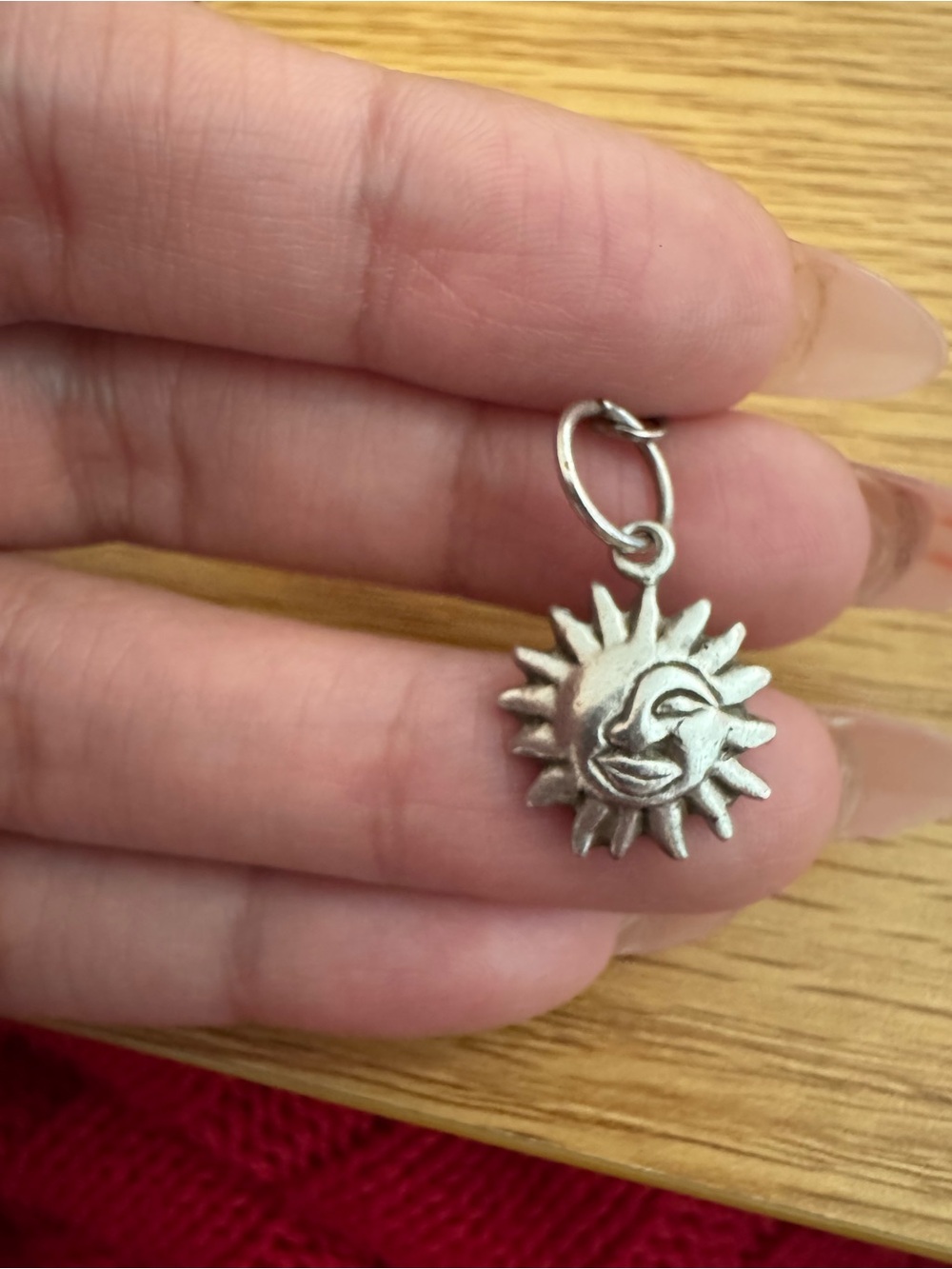Sun Face Sterling silver 925 marked Charm